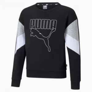 image of PUMA Rebel Crew Neck Youth Sweater, Black, size 5-6 Youth, Clothing