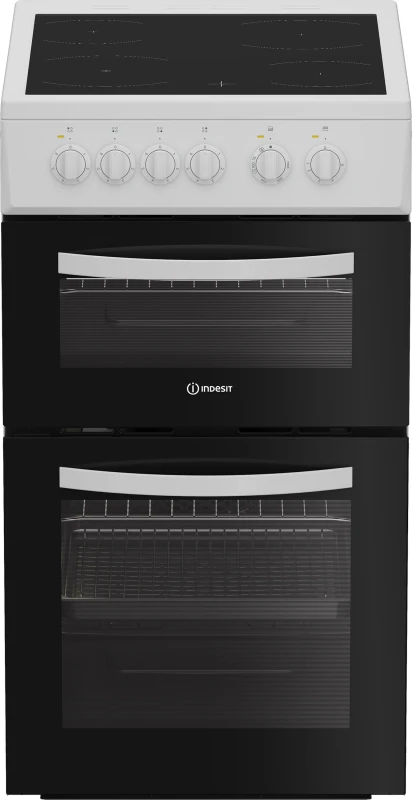 Image of Indesit ITE5VMW 50cm Wide Single Oven Electric Cooker with Ceramic Hob - White - A/A Rated