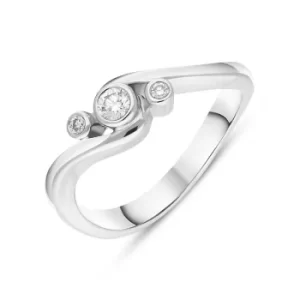 image of 18ct White Gold Diamond Three Stone Crossover Ring