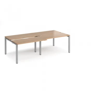 image of Adapt II Sliding top Double Back to Back Desk s 2400mm x 1200mm - silve