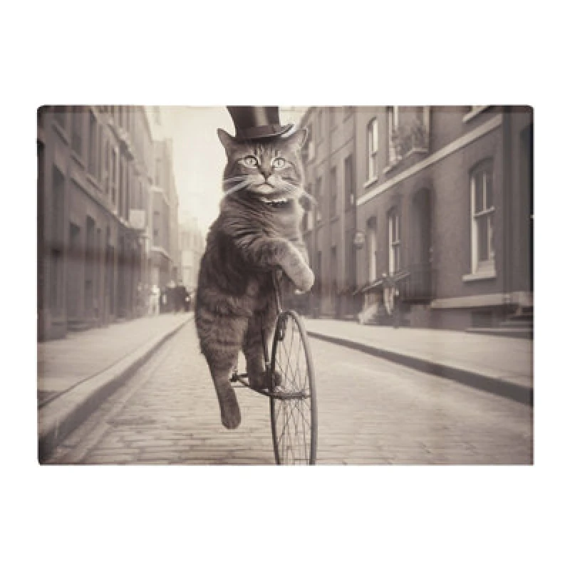 Image of Warren Reed Designer Victorian Cat Riding A Bike Chopping Board