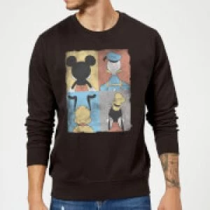 Image of Disney Mickey Mouse Donald Duck Mickey Mouse Pluto Goofy Tiles Sweatshirt - Black