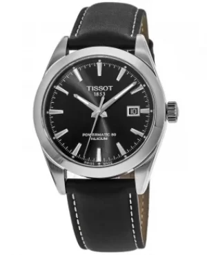 image of Tissot Gentleman Powermatic 80 Silicium Black Dial Leather Strap Mens Watch T127.407.16.051.00 T127.407.16.051.00