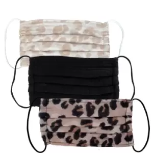 image of Kitsch Cotton Face Mask 3 Piece Set (Various Colours) - Leopard