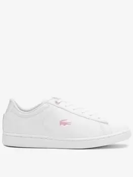 Image of Juniors' Lacoste Carnaby Synthetic Trainers Size 3 UK Junior White
