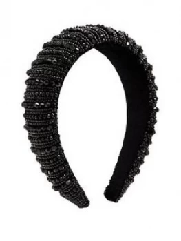 image of Mood Black Crystal And Bead Large Statement Headband