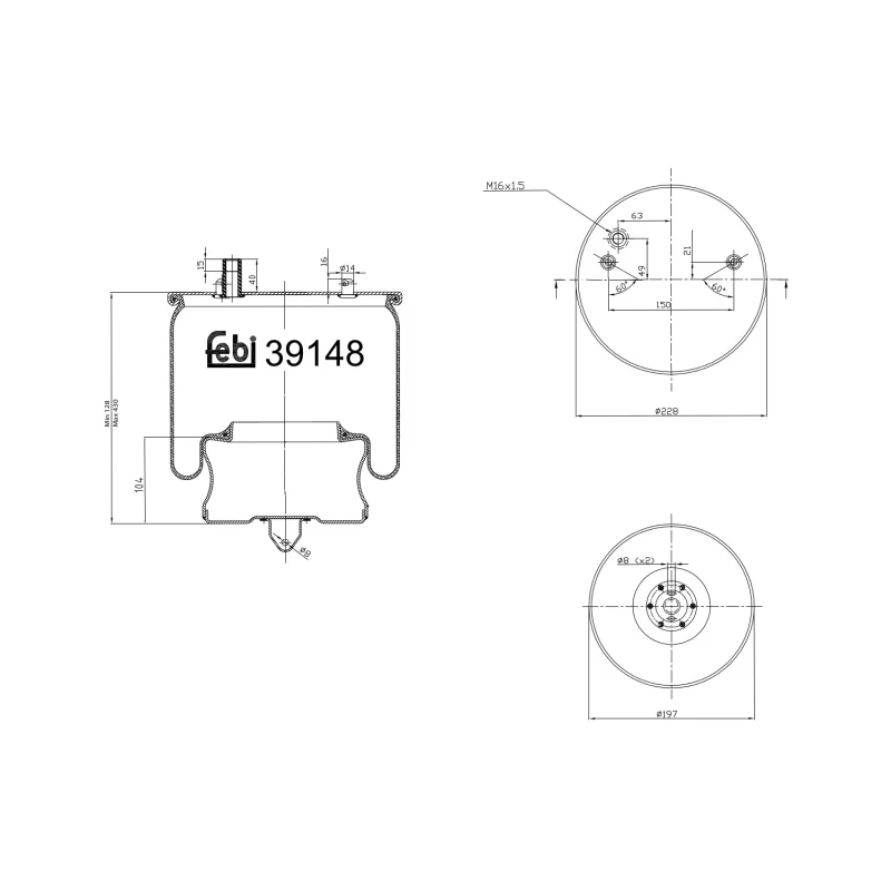 Image of FEBI BILSTEIN 39148 Boot, air suspension Rear Axle Right Boot,air suspension (324)