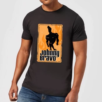 Image of Johnny Bravo Fire Mens T-Shirt - Black - XS