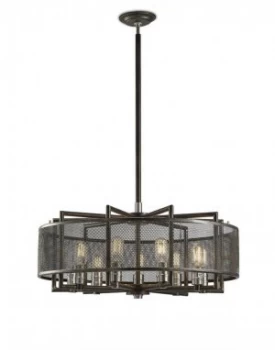 Image of Ceiling Pendant 9 Light E27 Weathered Zinc, Brushed Nickel