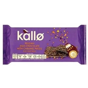 image of Kallo 90g Gluten free Rice Cake Thins Belgian Milk Chocolate with