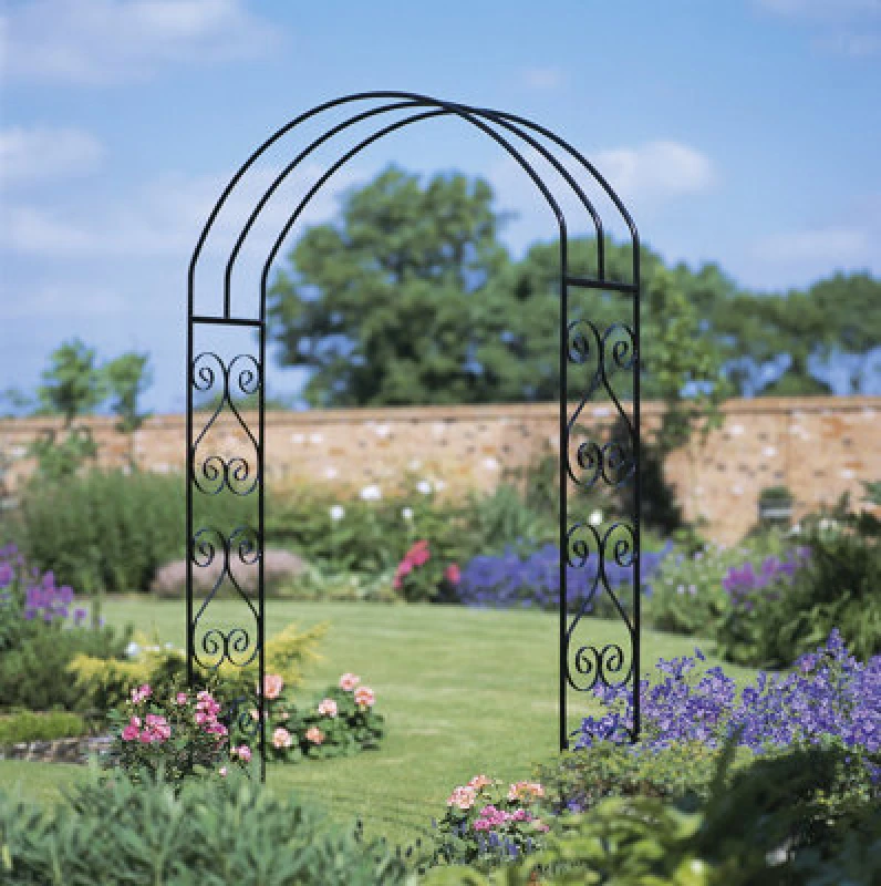 Image of Burbage Iron Craft Yorc Modern Metal Rose Arch Arbour 1524mm Wide X 2032mm High Yra60