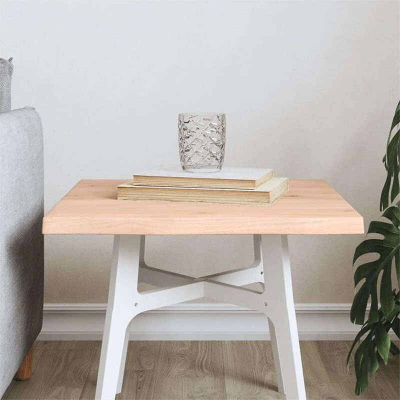 Image of Vidaxl Table Top 40X40X2cm Untreated Solid Wood Oak Live Edge, Brown 363860