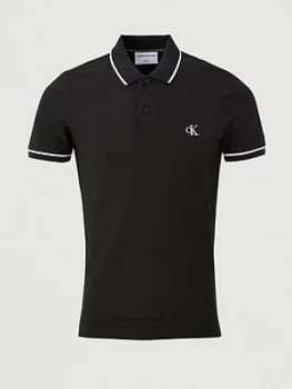 Image of Calvin Klein Jeans Tipping Slim Fit Polo Shirt - Black, Size XL, Men