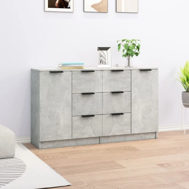 Image of VIDAXL Sideboards 2 pcs Concrete Grey 60x30x70cm Engineered Wood Vidaxl 8720287122517