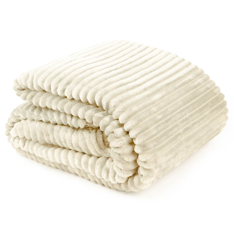 Image of Emma Barclay Throw Flannel Fleece Blanket Soft Dakota Cream unisex 140x180cm