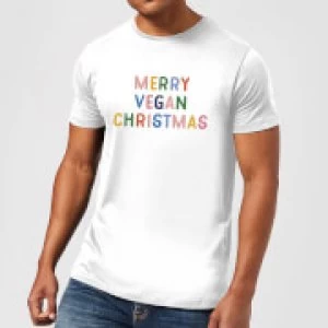 image of Merry Vegan Christmas Mens Christmas T-Shirt - White - 3XL