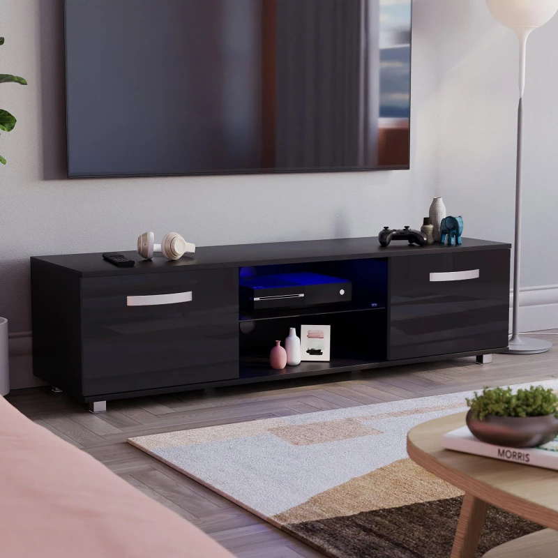 Image of Lassic Vida Designs Cosmo 2 Door Multi LED TV Unit 140cm Black unisex 140 cm