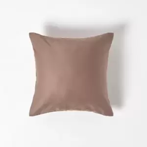 Image of Brown Organic Cotton Continental Pillowcase 400 Thread Count, 40 x 40cm - Brown - Brown - Homescapes
