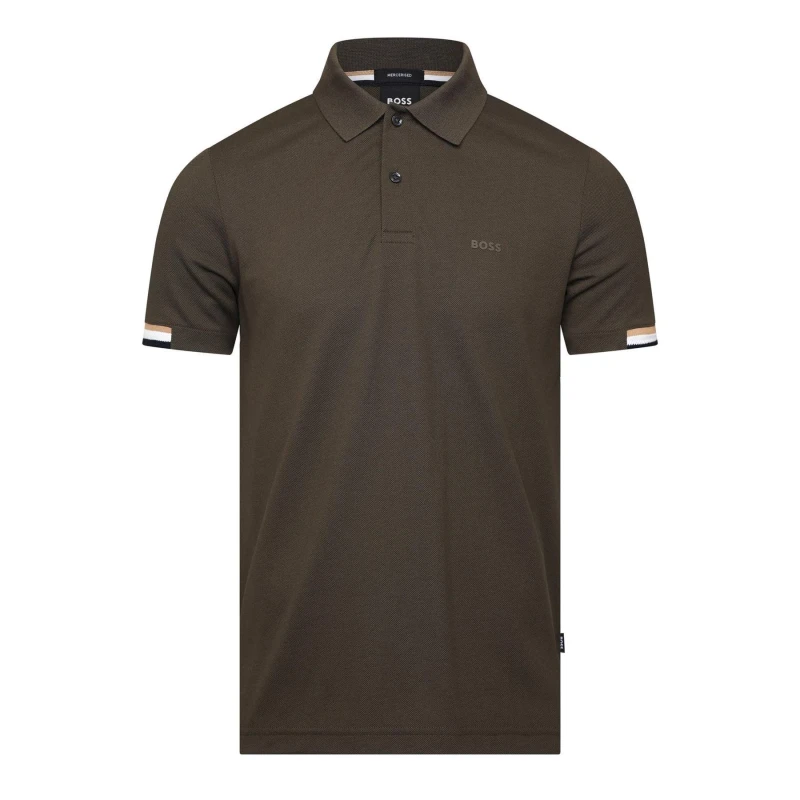 Image of Boss Parlay 147 Rubberised Logo Polo Shirt Green male XS