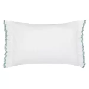 Image of Sanderson Emperor Peony Emb Cotton Pillowcase - Green