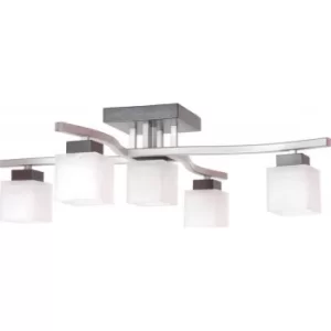 Image of Dana Multi Arm Semi Flush Ceiling Light With Glass Shade, Wenge, 5x E14
