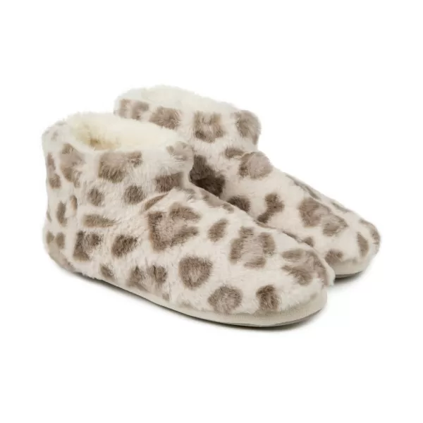 Image of totes Faux Fur Animal Print Short Boot Slippers MultiColoured