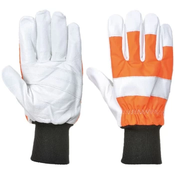 image of A290ORRXL - sz XL Oak Chainsaw Protective Glove (Class 0) - Orange - Portwest