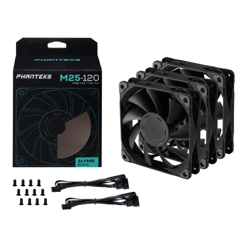 Image of Phanteks M25 120mm PWM Chassis Fan Triple Pack - Black