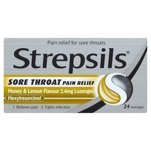 Image of Strepsils Sore Throat Pain Relief Honey and Lemon 24s