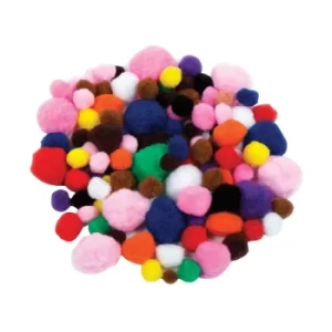 image of Artstraws CT2885 Poms, Assorted Colours & Sizes (100)