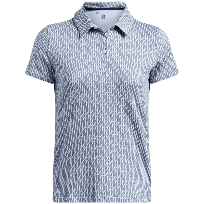 Image of Under Armour Womens Printed Short Sleeve Performance Polo Shirt Blue female 8 (XS)
