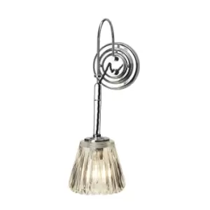 Image of IP44 Wall Light Rope Effect Cable Ribbed Glass Shade Polished Chrome LED G9 3.5W