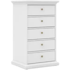 image of Paris Chest 5 Drawers in White