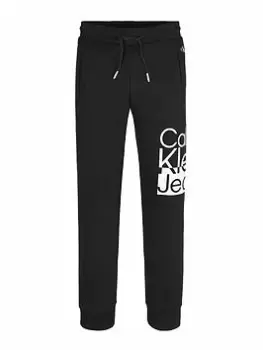 Image of Calvin Klein Jeans Boys Box Logo Sweatpants - Black, Size 14 Years