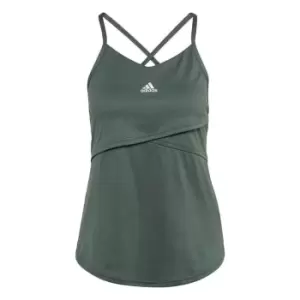 adidas AEROREADY Studio Crossback Slim Tank Top Womens - Green Oxide / White