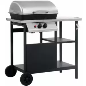 image of Gas bbq Grill with 3-layer Side Table Black and Silver Vidaxl Black