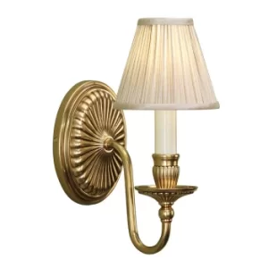 Image of Fitzroy 1 Light Indoor Candle Wall Light Brass with Beige Shade, E14