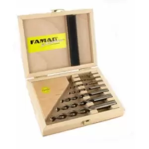 image of Famag - 10PCS HSS-Ground Brad Point Drill Bits Set in Wooden Case, 1594510