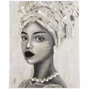 Image of Homcom Hand-painted Wall Art Canvas Painting Artwork African Woman 100 X 80Cm Multi