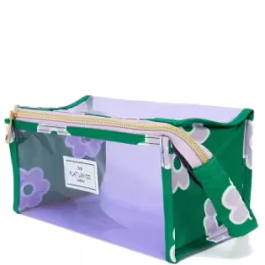 Image of The Flat Lay Co. Open Flat Makeup Jelly Box Bag - Lilac Flower on Green