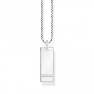 image of Sterling Silver White Tag Necklace KE2135-051-14-L45V