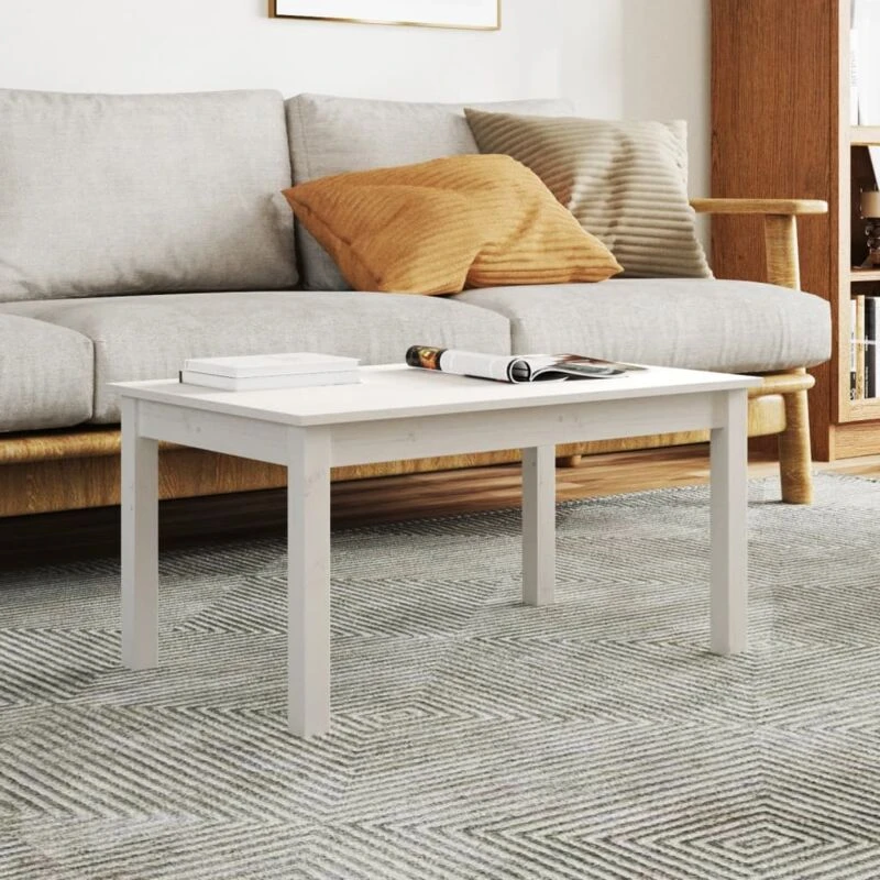 Image of Vidaxl Coffee Table White 80X50X40 Cm Solid Wood Pine, White 814280
