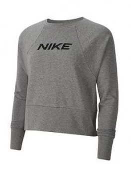 Image of Nike Training Get Fit Logo Sweat Top - Carbon Heather