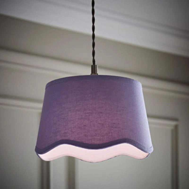 Image of ValueLights ValueLights Mabel Linen Small 20cm Scallop Edge with Trim Ceiling Light Lamp Shade in Lilac Lilac One Size Unisex 5016529273646