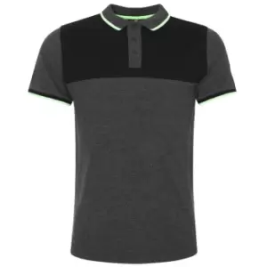 Image of Liverpool FC Mens Panel Polo Shirt (L) (Charcoal/Black)
