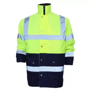 image of Yoko Unisex Hi-Vis 2 Band Two Tone Jacket (2XL) (Hi-Vis Yellow/Navy)