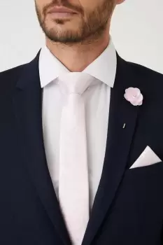 Image of Baby Pink Wedding Paisley Tie Set With Lapel Pin