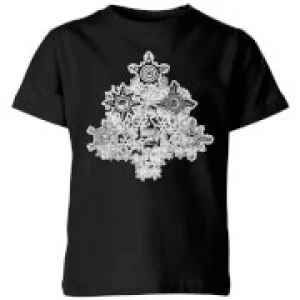 Image of Marvel Shields Snowflakes Kids Christmas T-Shirt - Black - 11-12 Years
