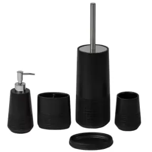 Image of Showerdrape Strata Black Resin 5 Piece Bathroom Accessory Set