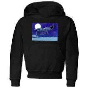 Image of Star Wars AT-AT Darth Vader Sleigh Kids Christmas Hoodie - Black - 11-12 Years